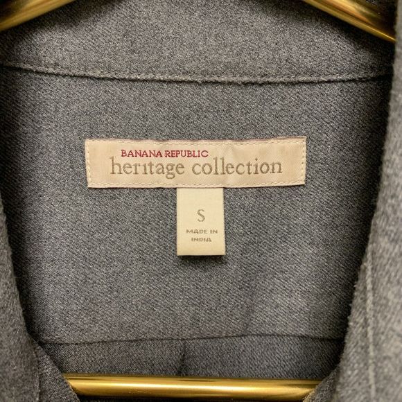 Banana Republic Heritage Flannel Military Oversized Shirt Shacket Sz Small Gray - Picture 11 of 12